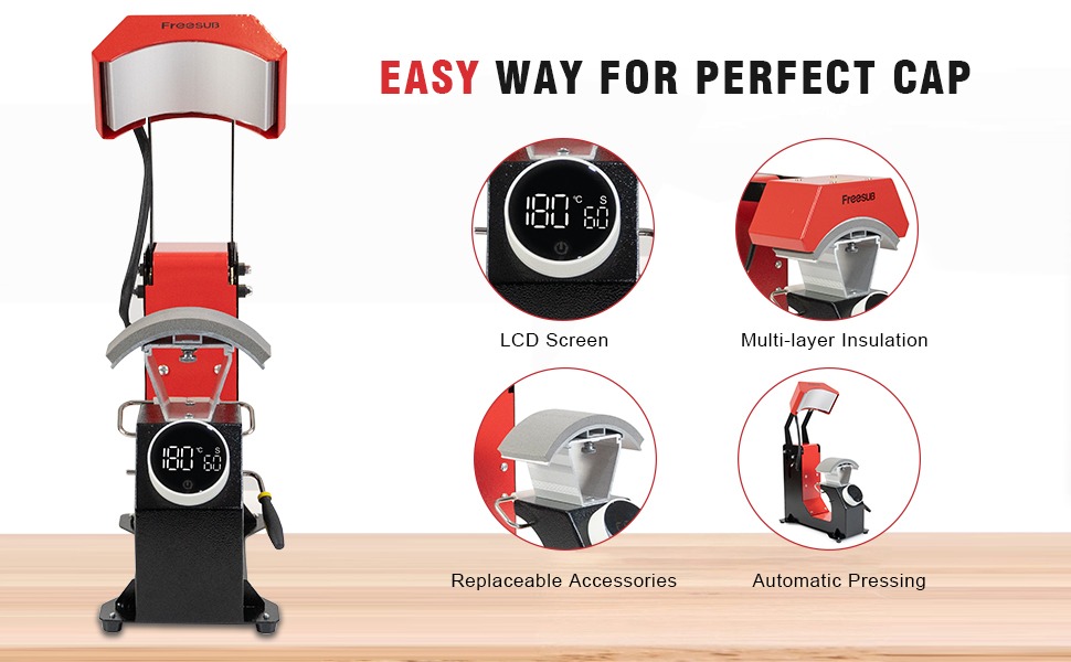 Presse à Chaud Auto Casquette Chapeau Machine de Sublimation 16x8cm 3 en 1 220V 310W Presse à Chaud Auto Casquette Chapeau Machine de Sublimation 16x8cm 3 en 1 220V 310W